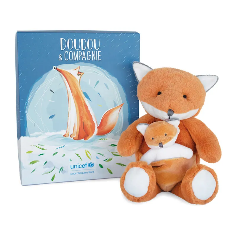 Peluche Renard avec bébé Unicef - 25cm-0
