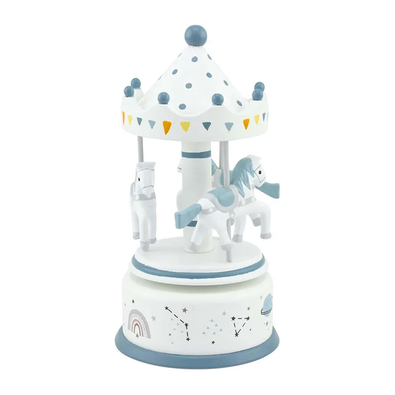 Boîte à musique Carrousel Gris/Bleu - 9x17,5cm-0