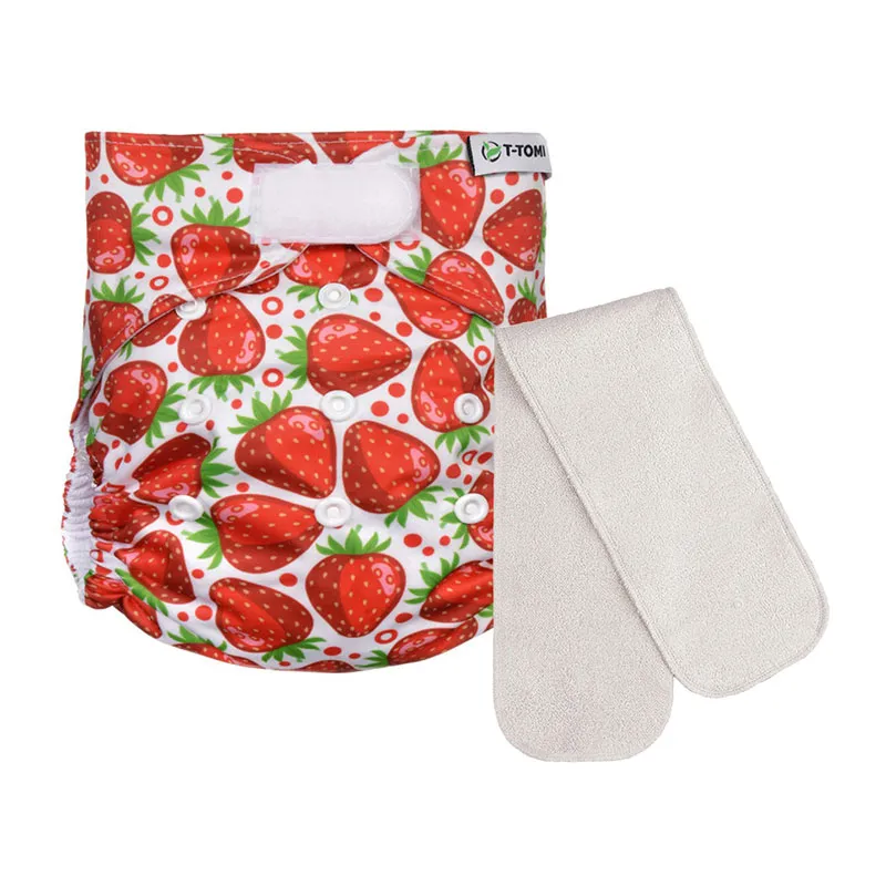 Couche lavable TE1 scratch+ Insert 3-15kg - Fraise-0