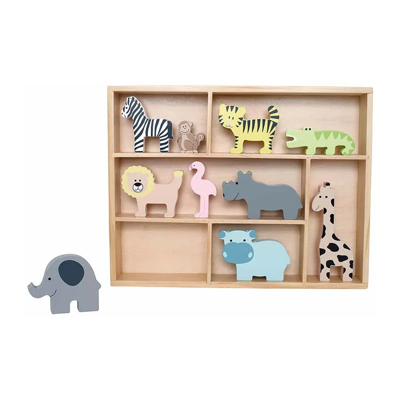Etagère avec animaux Safari Bois - 33x25x4cm-0