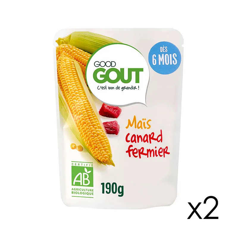 2x190g Maïs Canard Fermier BIO - 6m+-1