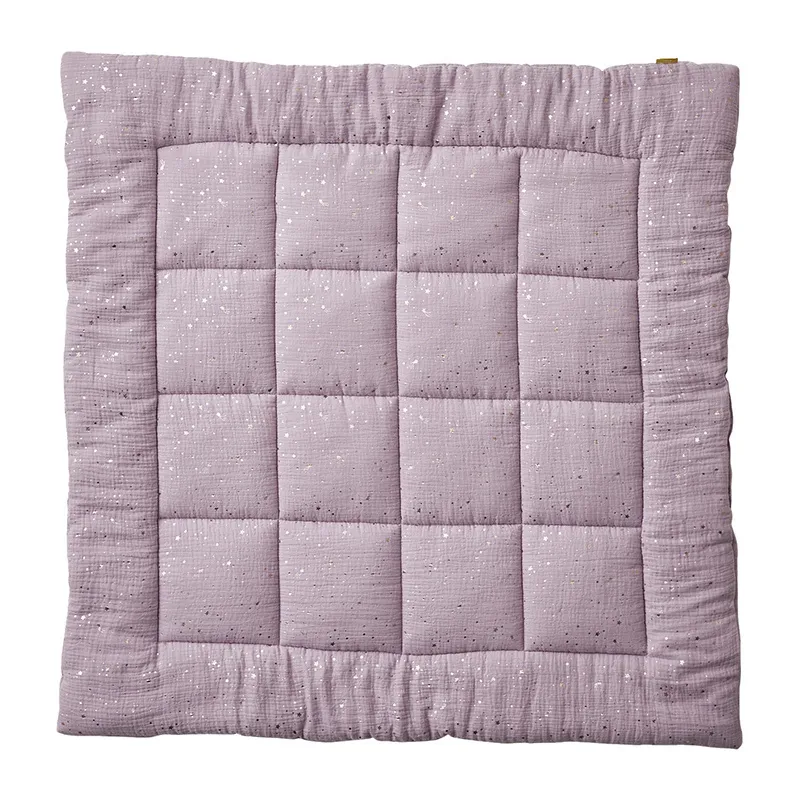 Couverture/Tapis de sol Gaze de Coton Bio Étoiles Parme - 100x100cm-0
