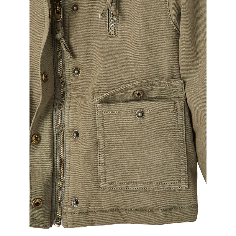 Veste matelassée brodée au dos fille - Kaki-3