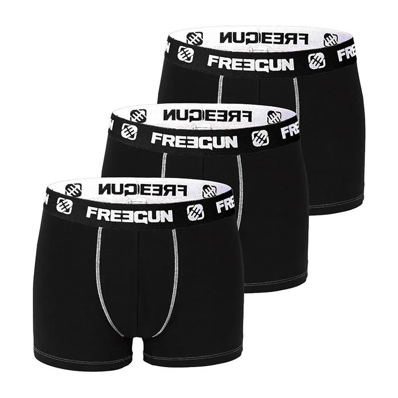 3 Boxers Homme Coton - Noir/Blanc-0
