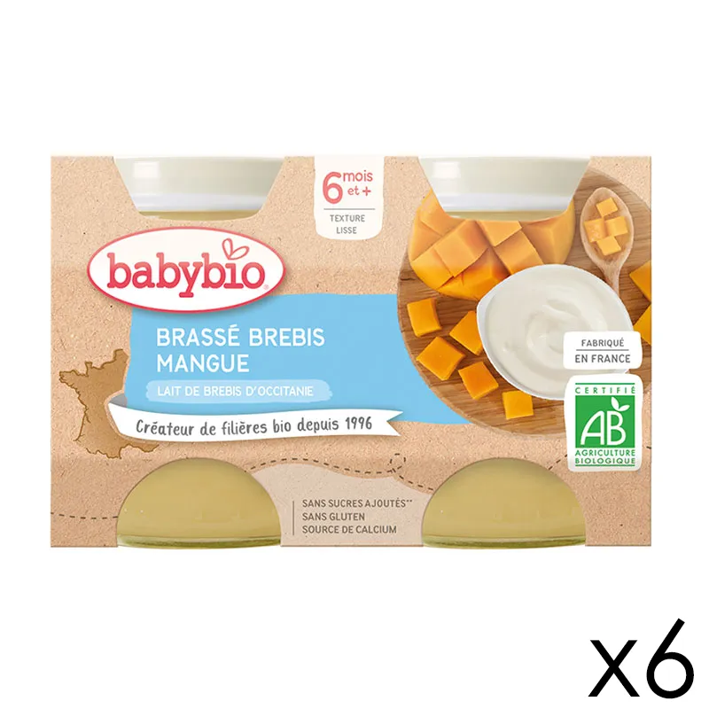 12x130g Pots Brassés Lait de Brebis & Mangue BIO - 6m+-0