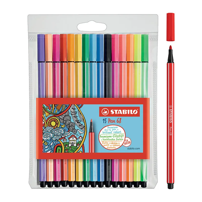 Feutres de dessin Pen 68 avec 5 fluo - 15pcs - STABILO-0