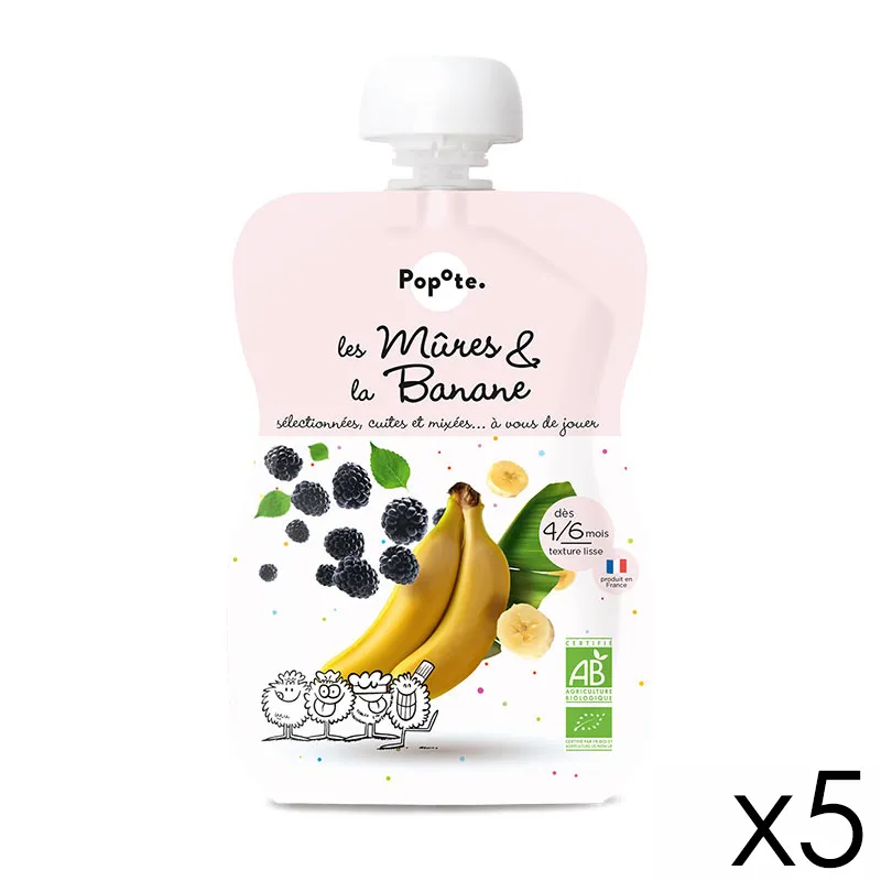 5x120g Gourde Mûres Banane BIO - 4/6m+-0