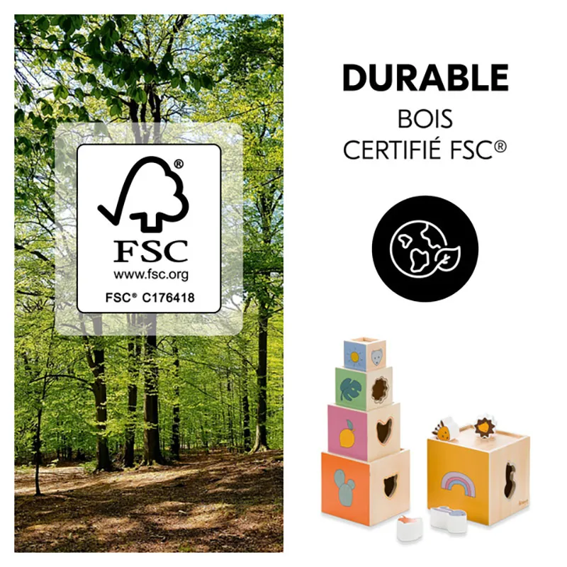 Cubes à empiler Bois - 12m+-3
