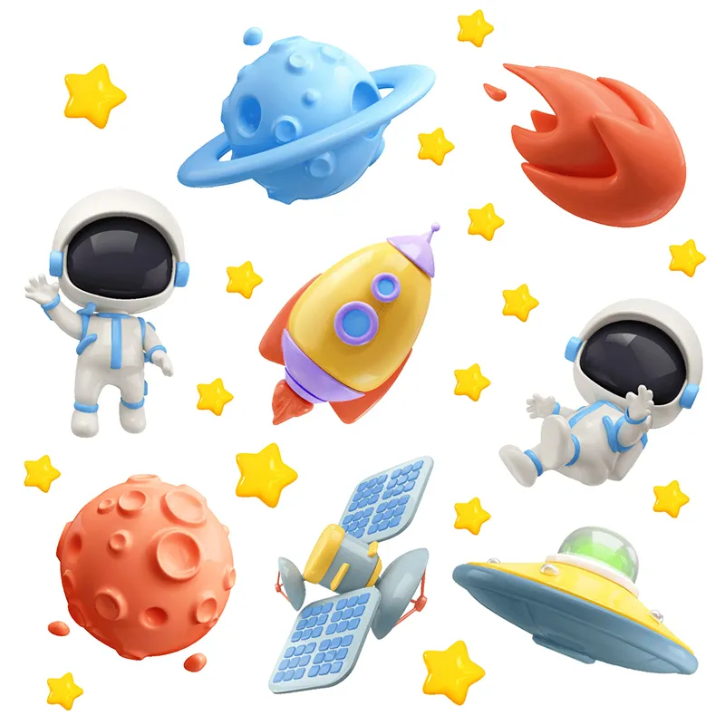 Stickers - Astronautes dans l'espace effet 3D-2