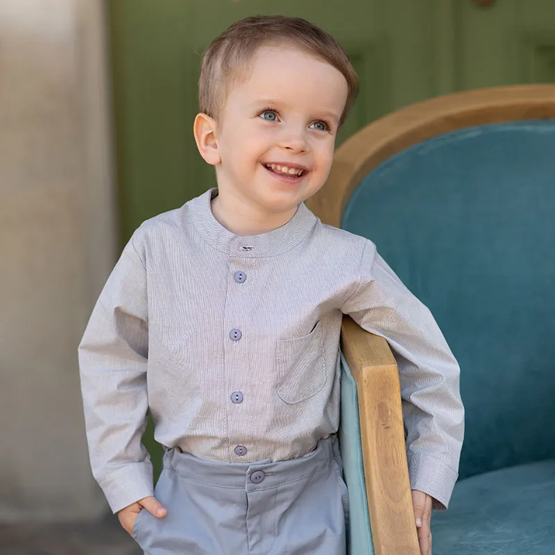 Chemise col mao ML Charlie - Gris-2