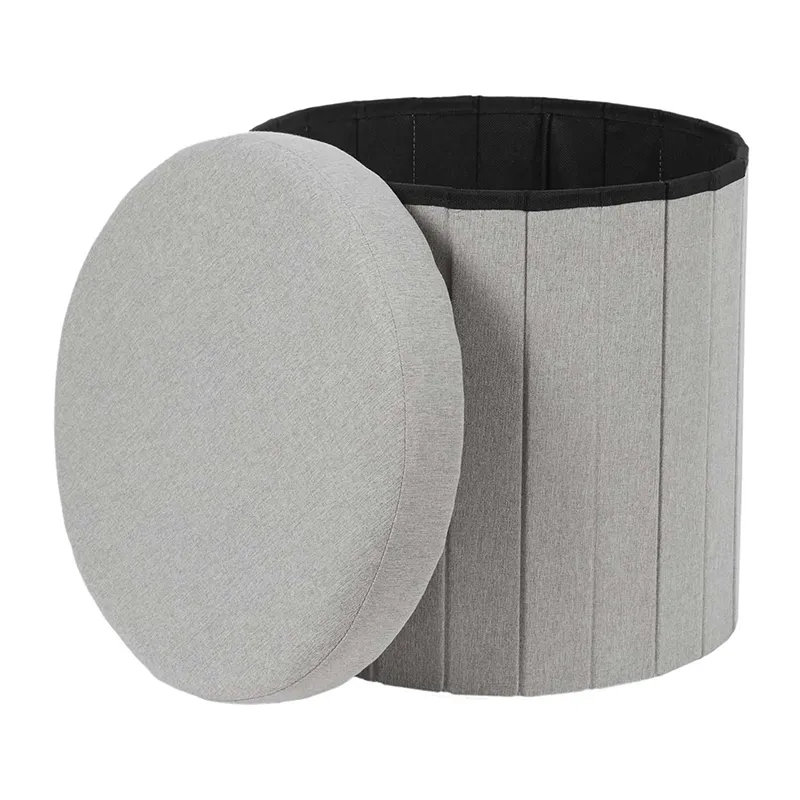 Pouf coffre pliable Gris - 76x38x38cm-0