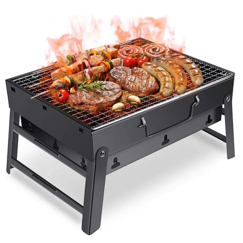 Barbecue pliable portatif à charbon - 41x28x20cm-2