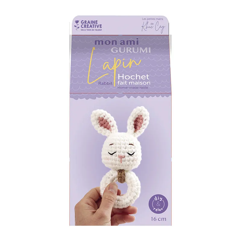 Kit créatif Crochet Hochet Lapin 16cm - 14+-1
