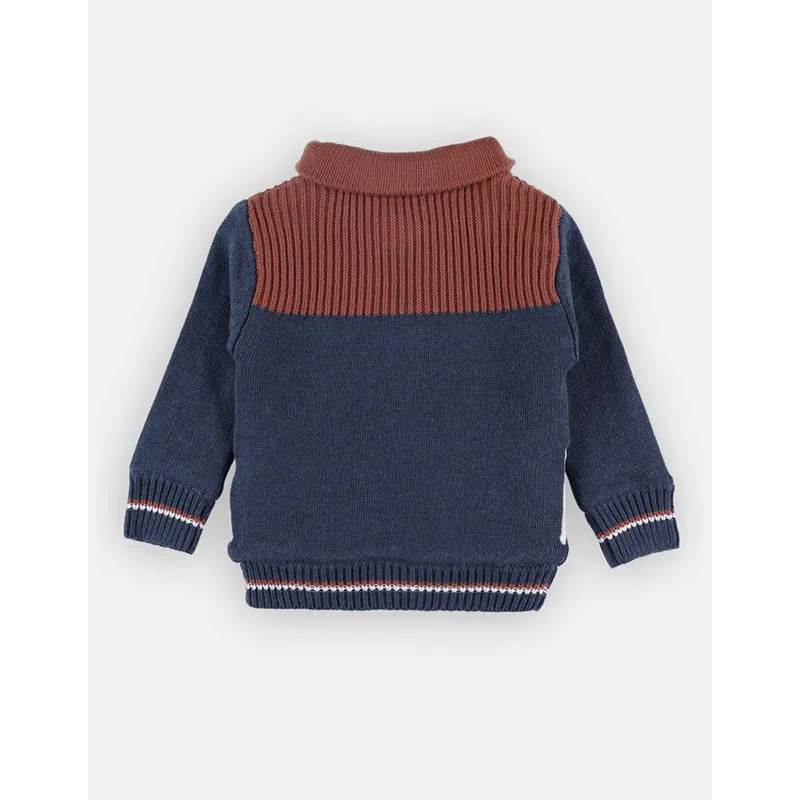 Cardigan zippé Tricoloudoux - Marine/Marron-1