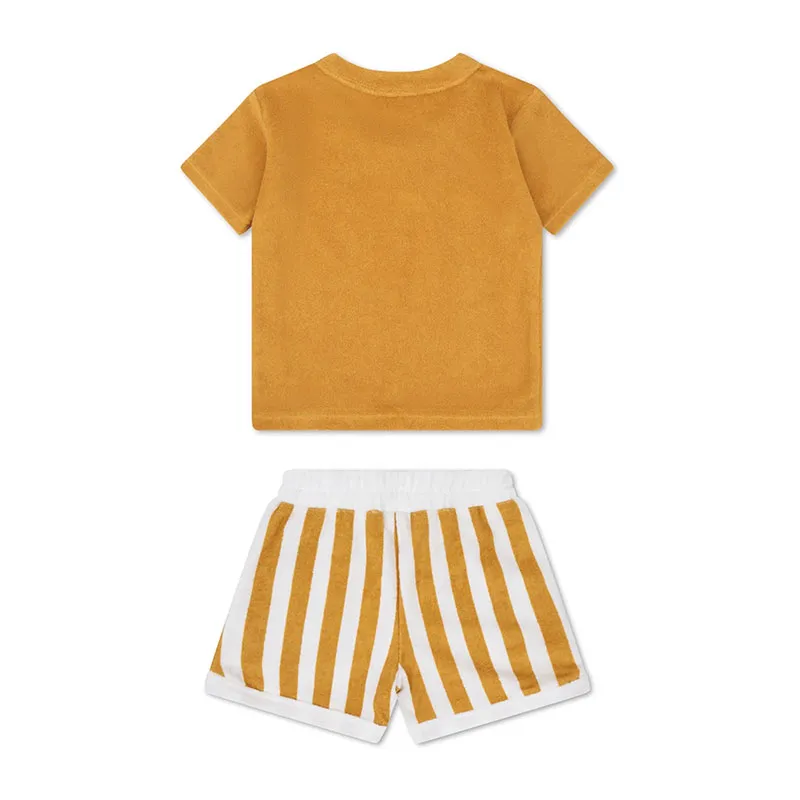 Ensemble Short/T-Shirt en Coton Rayures - Jaune-2