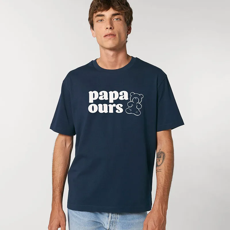 T-shirt Homme Papa ours 4 waf BIO - Navy-0