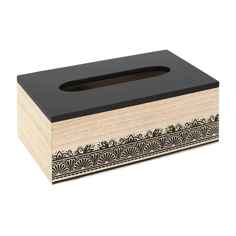 Boîte à mouchoirs Mirage Bois/Noir - 24x14x8,5cm-0