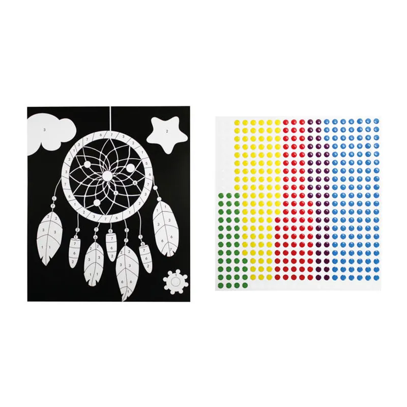 Tableau stickers époxy Attrape-rêves au numéro - 22x18,5cm-0