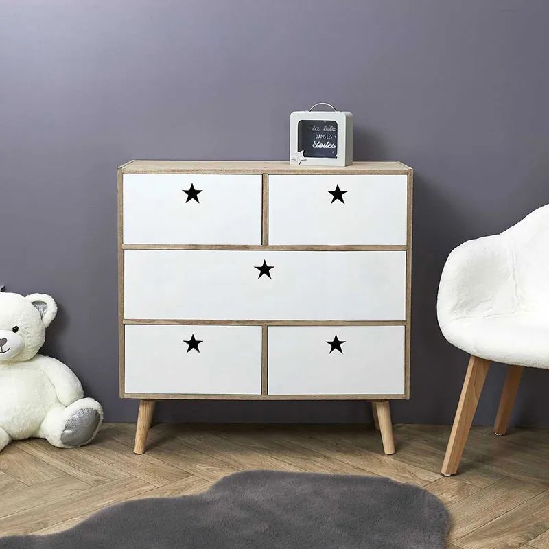 Commode Like a star Bois/Blanc - 69x70x24cm-1