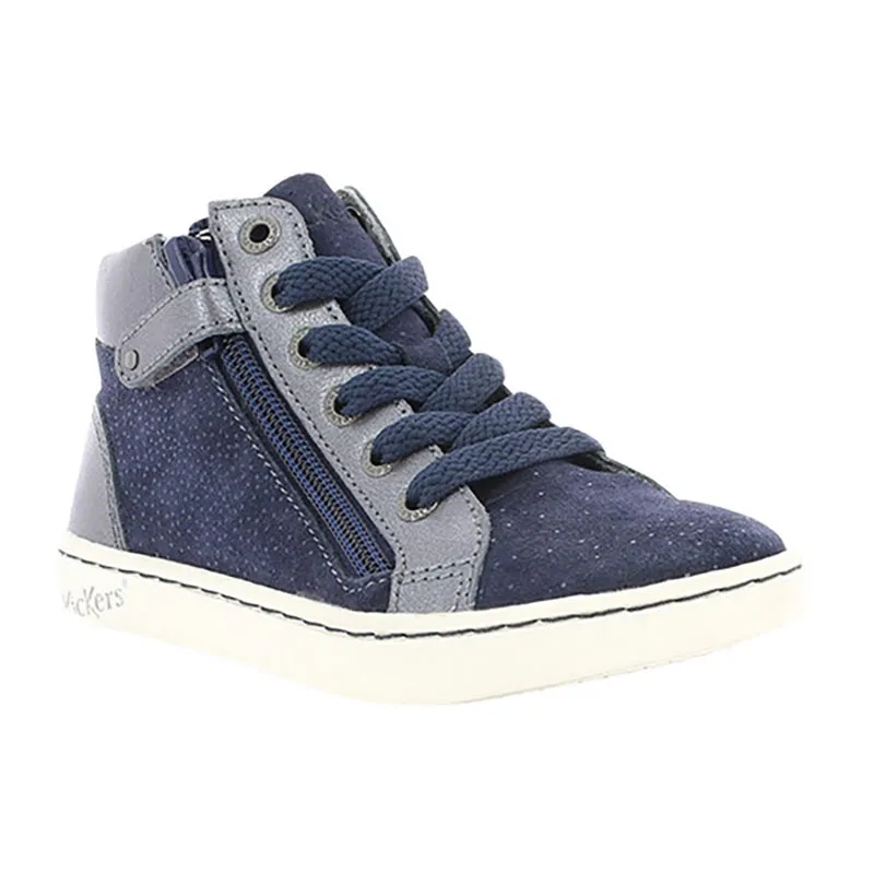 Sneakers hautes zip/lacets Lyluby - Marine métallique-0
