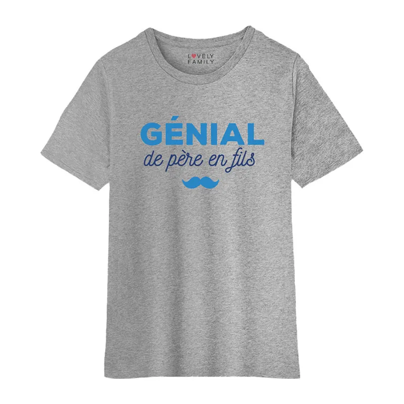 T-shirt Enfant Génial de père en fils BIO - Gris Chiné-0
