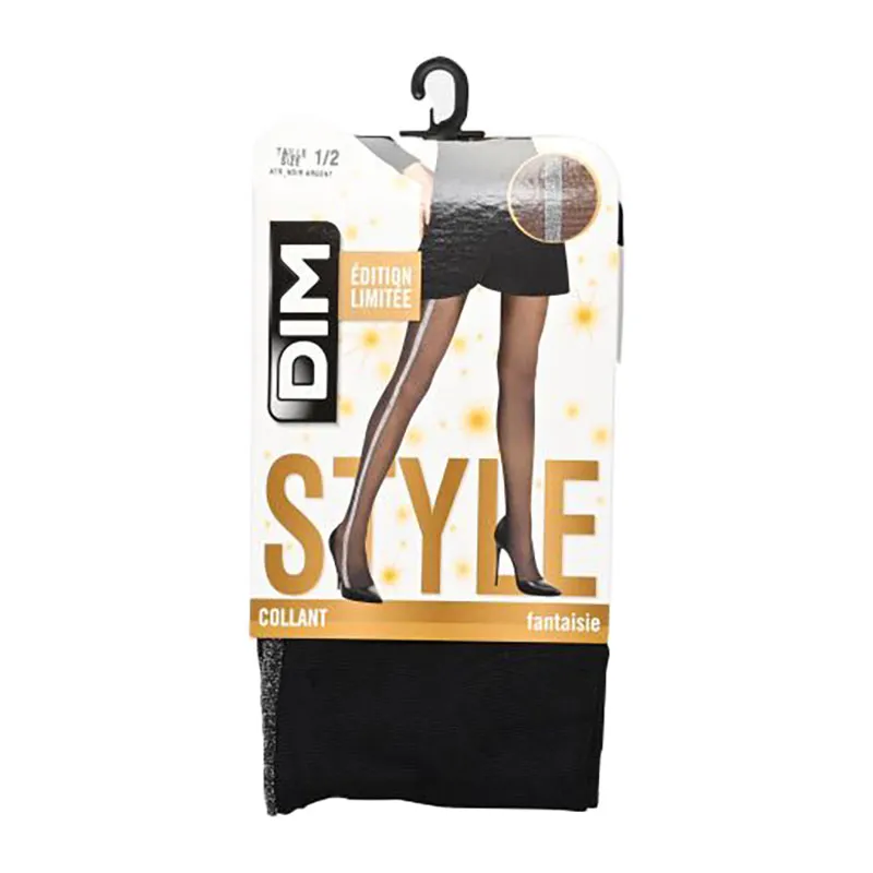 Collants Style Smoking Glitter Femme - Noir/Argenté-1