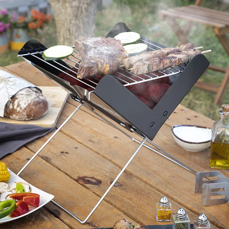 Mini-barbecue à charbon pliable - 31x28x30cm-5
