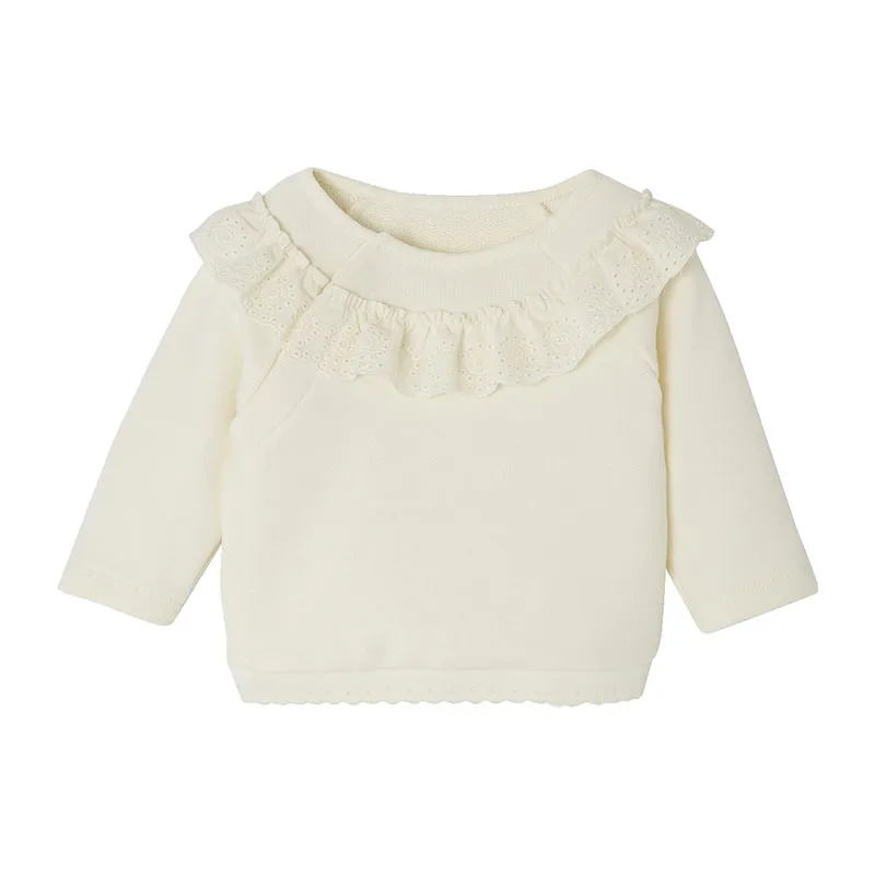 Sweat molleton broderie - Écru-0