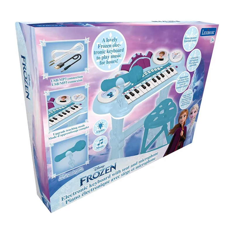 Clavier électronique avec micro & siège Reine des Neiges - 36m+-6