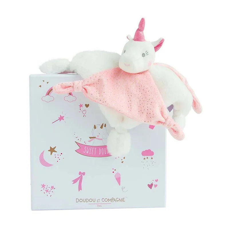 Doudou Lucie la Licorne Rose/Blanc - 22cm-0