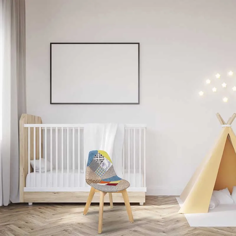 Chaise patchwork enfant Léonie Bleu - 33,5x35,5x58cm-1