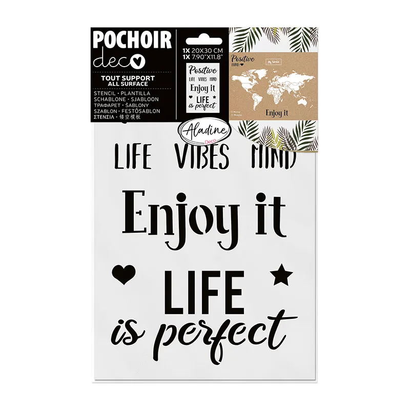 Pochoir déco. 20x30cm Positive life - 14+-0