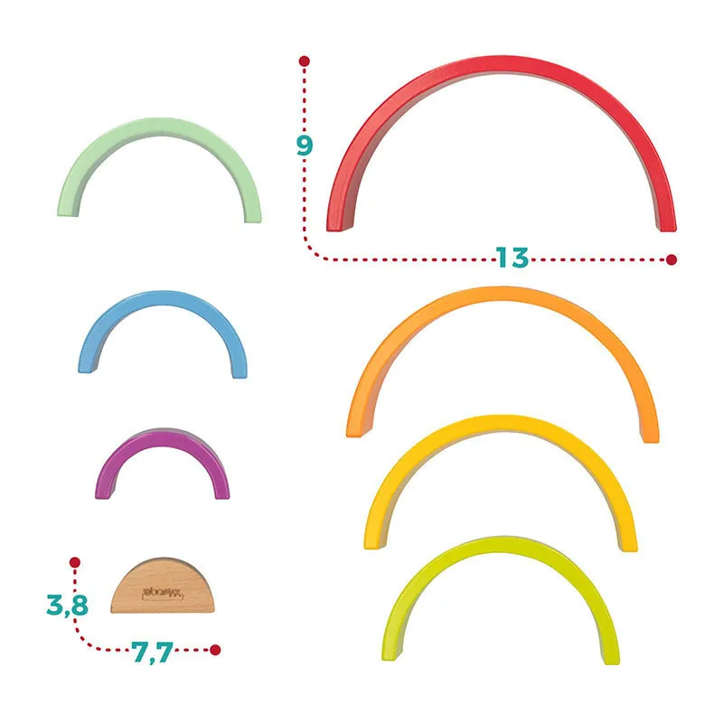 Jeu d'encastrement Arc-en-ciel 8pcs Bois - 18m+-1