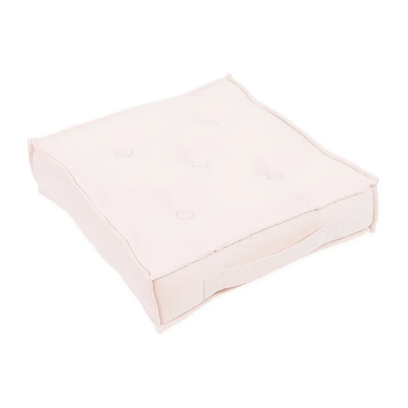 Pouf matelassé Rose poudré - 46x46x13cm-0