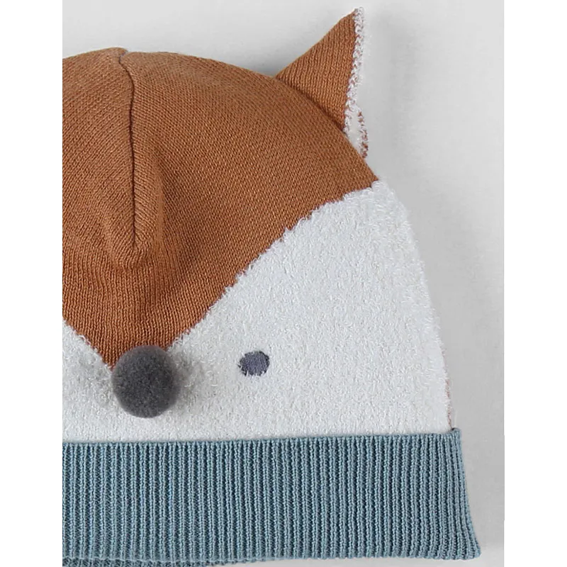 Bonnet en tricot Renard - Bleu-2