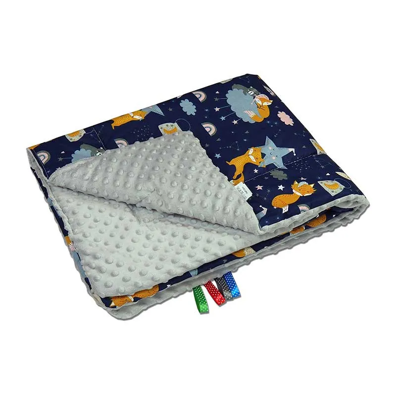 Couverture Minky Renard Bleu/Gris - 75x100cm-0