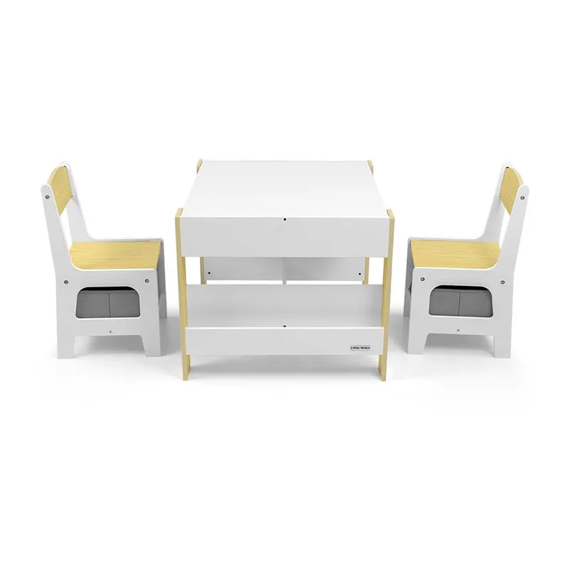 Table + 2 Chaises Sven Naturel/Blanc - 24m+-12
