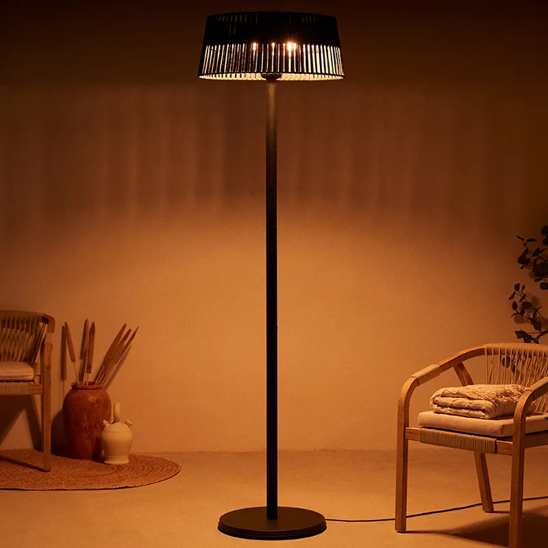 Lampe pied chauffage infrarouge - Noir-0