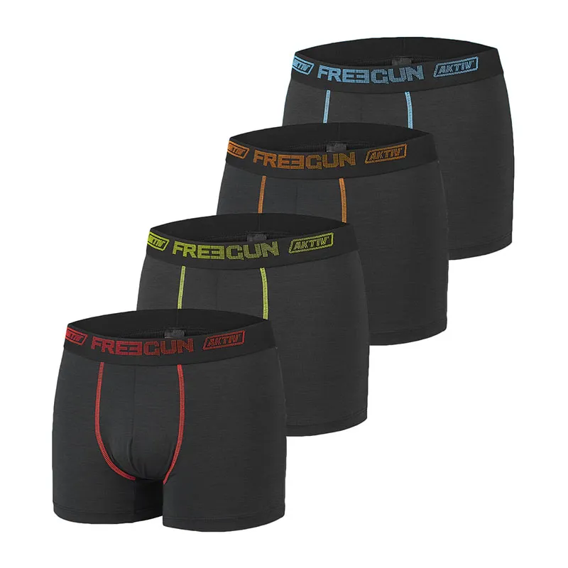 4 Boxers Homme AKTIV Freegun - Noir-0