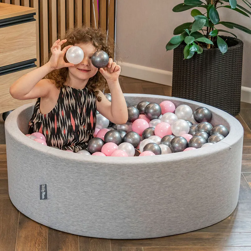 Piscine balles rond Gris/Perle/Rose + 200b. - 90x30cm-1
