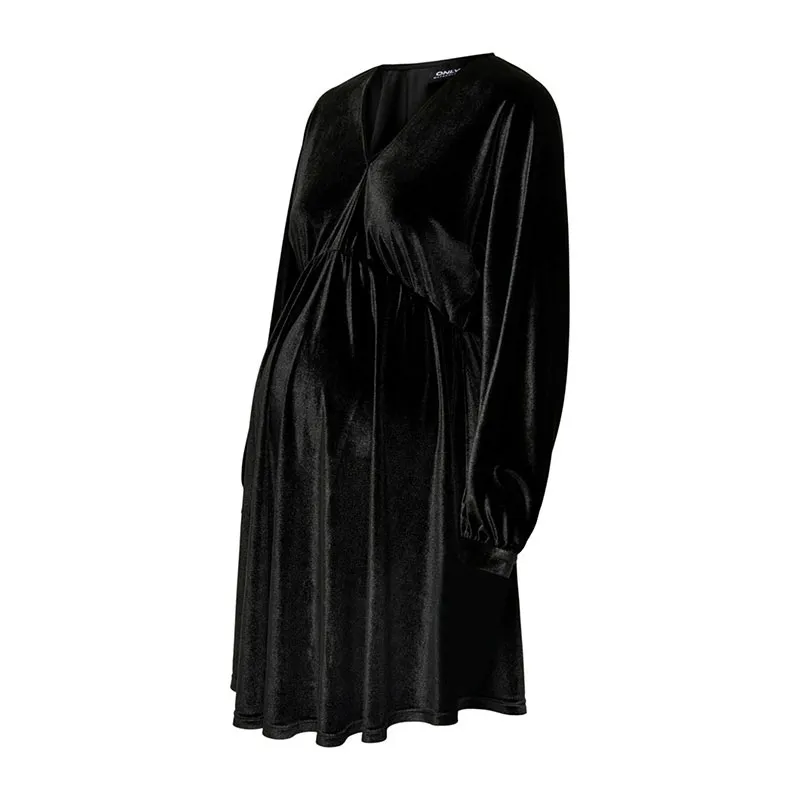 Robe de grossesse velours Esme - Noir-3