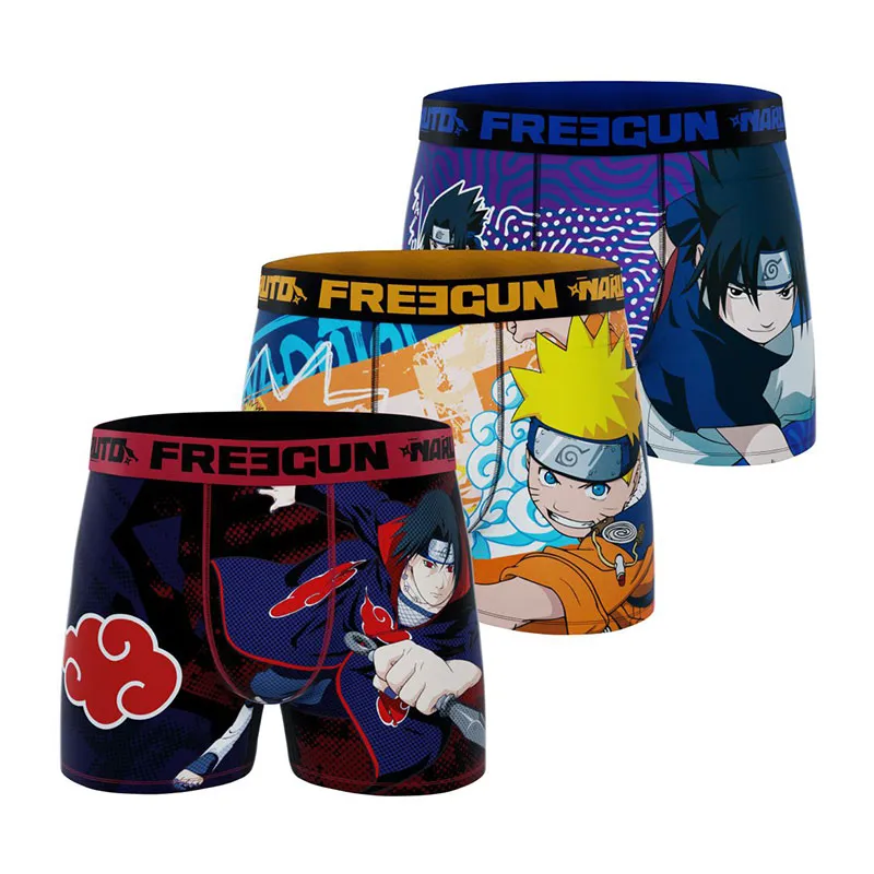 3 boxers homme Naruto Classic - Noir/Bleu/Jaune/Rouge-0