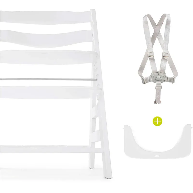 Chaise-haute Alpha+ avec tablette Blanc + Transat Alpha Bouncer 2en1 Lapin Beige - 0m+-5