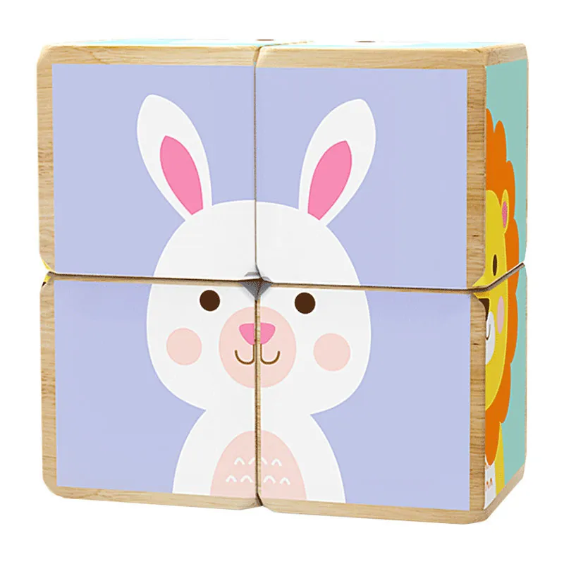Puzzle cubes Animaux 4pcs - 12m+-0