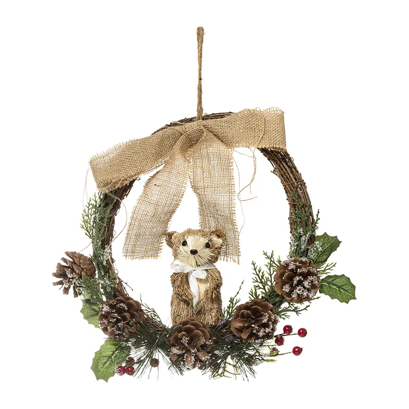 Couronne Pommes de pin & personnage Aléatoire - 30x10x32cm-1