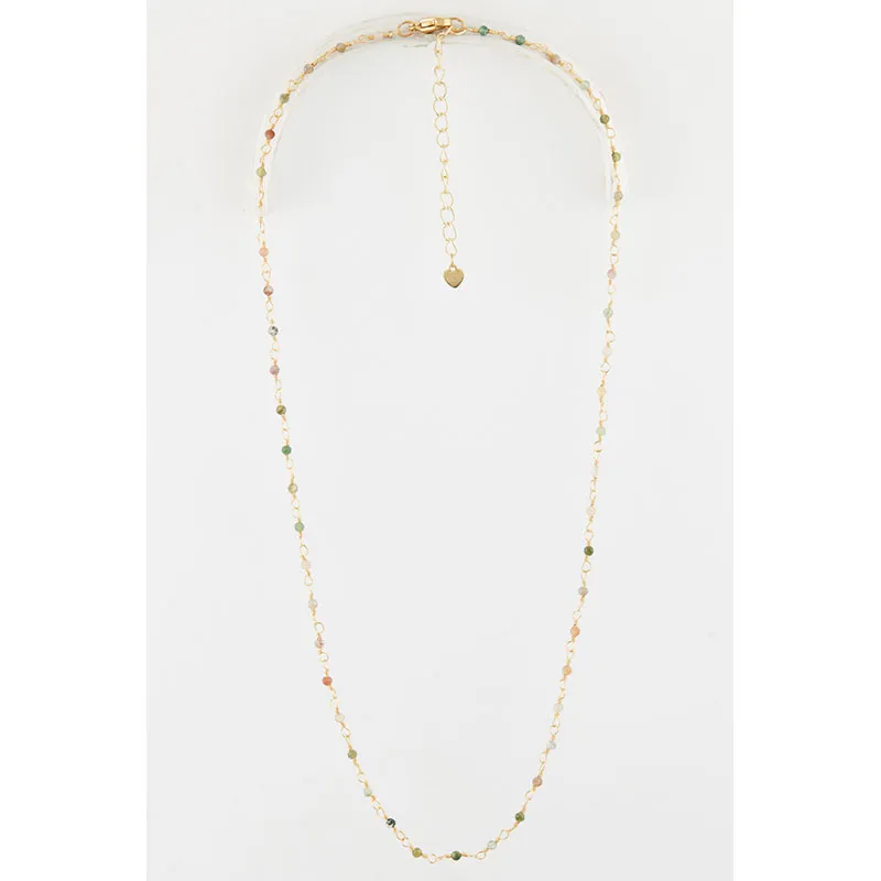 Collier Elisa Agate - Laiton doré-1