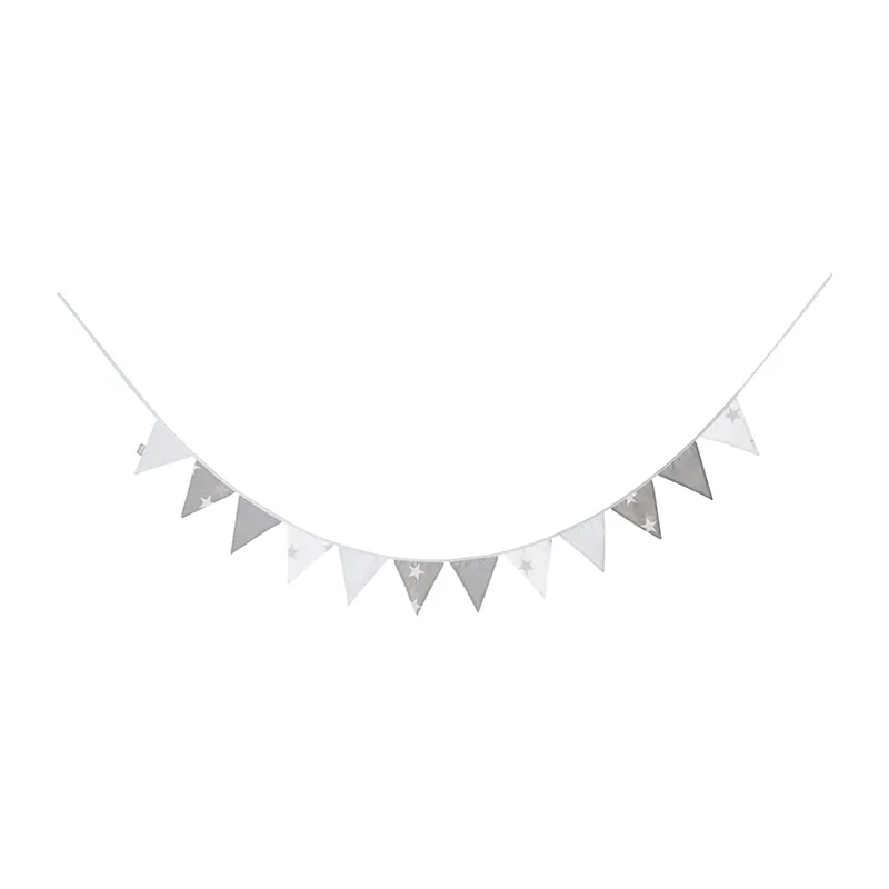 Guirlande de Fanions Tissu Little Stars Gris - 200cm-0