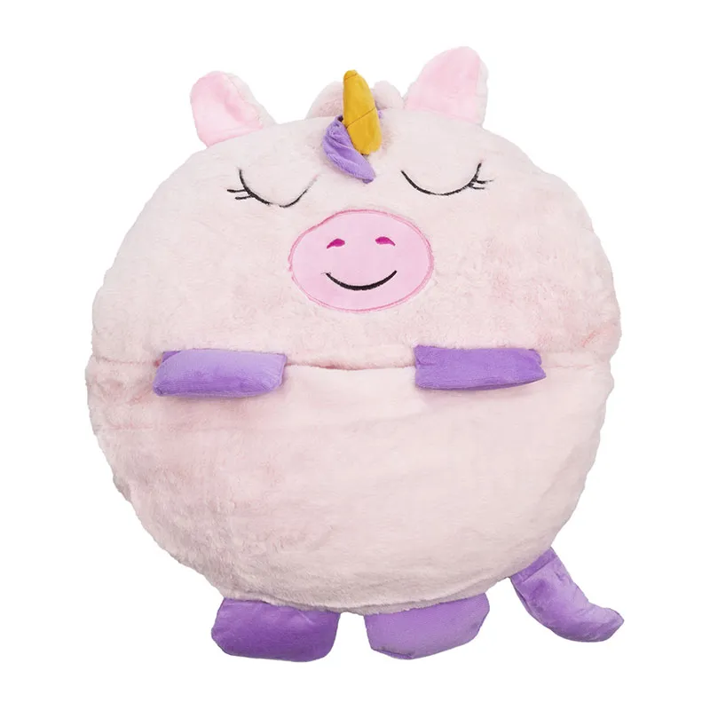 Sac de couchage convertible en oreiller Licorne - Rose-2