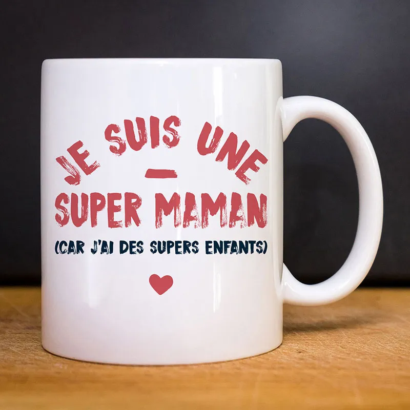Mug Je suis une super maman parce que j'ai des supers enfants - Blanc-0