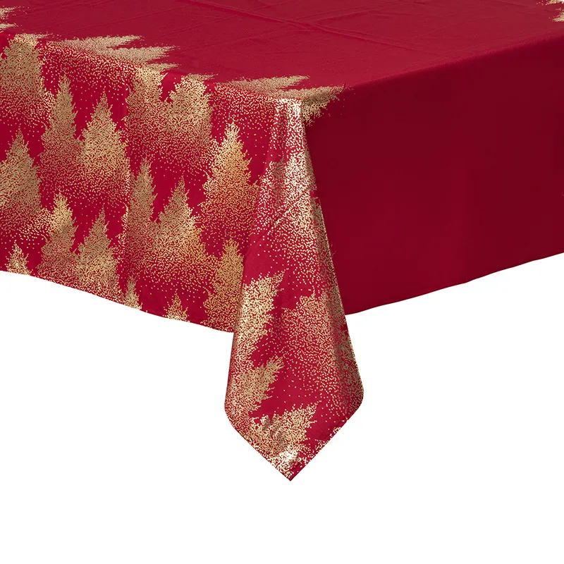 Nappe imprimée sapin Rouge/Doré - 140x360cm-0